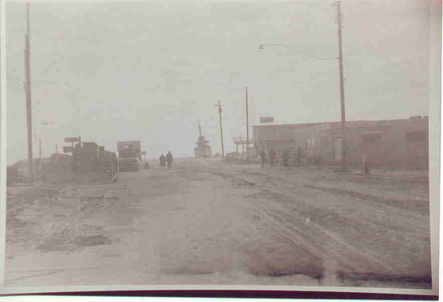 Looking down Bay Avenue at USS Monssen